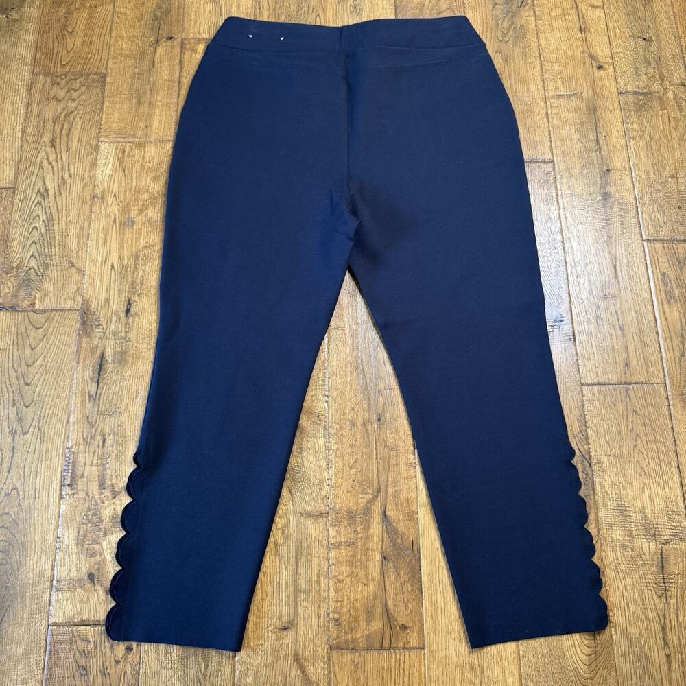 Soft Surroundings Pants Sadie Navy Scalloped Ankle Ponte Pull On Womens L - Picture 6 of 7